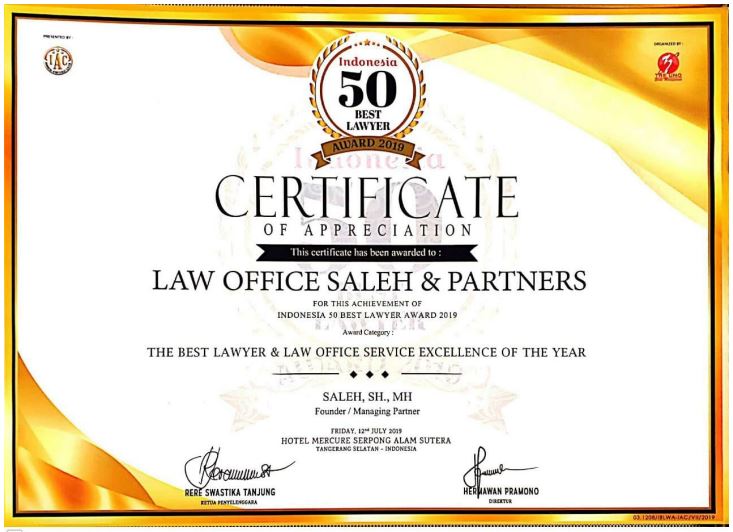 The Best Lawyer & Law Office Service Excellence of The Year